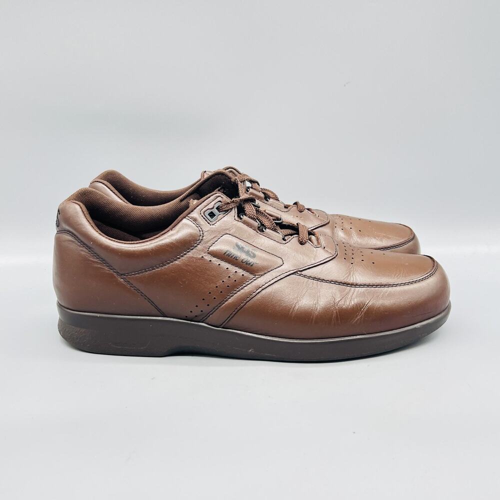 SAS Shoes Mens 11.5 Brown Leather Time Out Lace Up Walking Sneakers Comfort
